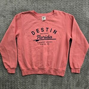Destin Florida Gulf Coast Crewneck Sweatshirt Pacific‎ & Co Mens Medium Pink